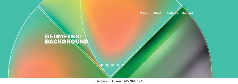 A vibrant geometric background featuring a circle at the center, with elements like water, sky, terrestrial plants, rectangle, font, symmetry, patterns, grass, and macro photography