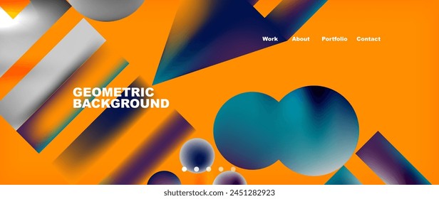 A vibrant geometric background featuring circles and triangles in tints and shades of electric blue on an orange backdrop. This artistic pattern is perfect for graphics and macro photography