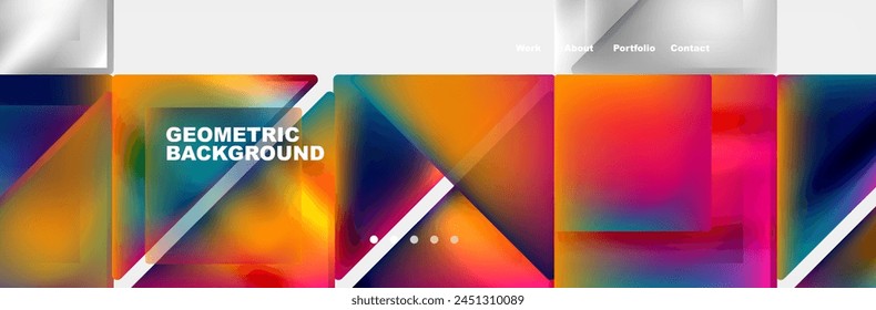 Vibrant geometric background featuring a colorful array of triangles and lines in hues of orange, amber, and various tints and shades. A visually striking design reminiscent of abstract art