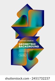 A vibrant geometric background featuring colorful triangles and circles in electric blue hues. Perfect for a modern brand logo or symbol on paper products or digital graphics