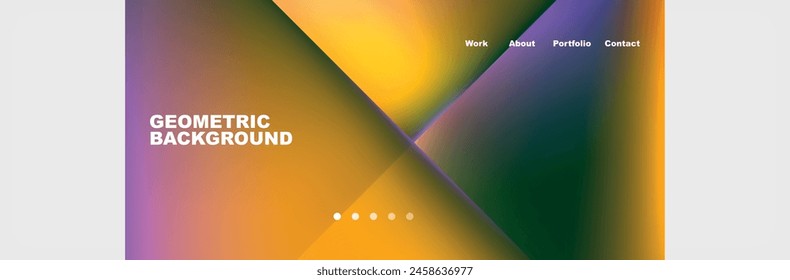 A vibrant geometric background featuring a colorful gradient of yellow, purple, and green. The pattern includes circles and symmetry, creating a visually appealing design