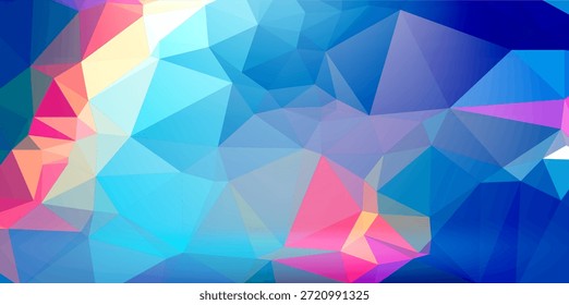 Fondo geométrico vibrante con diseño de poliéster bajo cristalino en tonos de azul celeste profundo índigo brillante magenta Perfecto para proyectos tecnológicos modernos Anuncios creativos y Fondos de pantalla digitales de moda