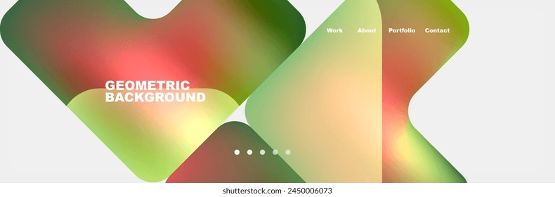 Un fondo geométrico vibrante con triángulos verdes y rojos sobre un fondo blanco, creando un patrón colorido y simétrico que se asemeja al líquido que fluye a través del vidrio