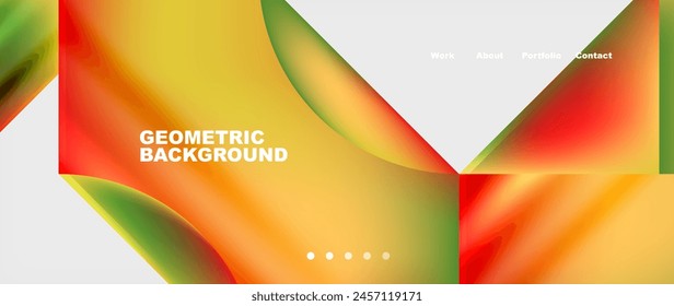 A vibrant geometric background featuring a rainbow of colors resembling liquid natural foods and fruits. Closeup macro photography with a font bottle design, reminiscent of distilled beverages