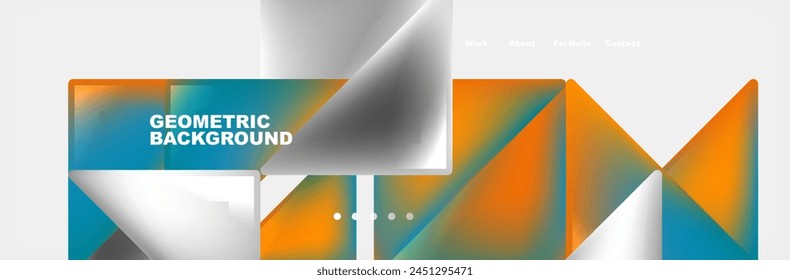 A vibrant geometric background with liquidlike orange, blue, and white triangles resembling tints and shades of water in a glass, creating a fluid and colorful pattern