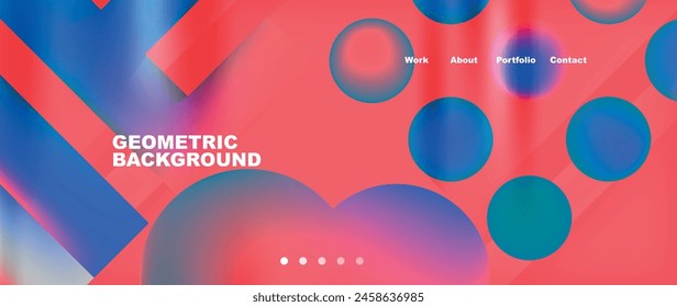 A vibrant geometric background with a mix of red, blue, and green circles and arrows. The pattern is symmetrical and electric blue, magenta tints add an artistic touch inspired by automotive lighting