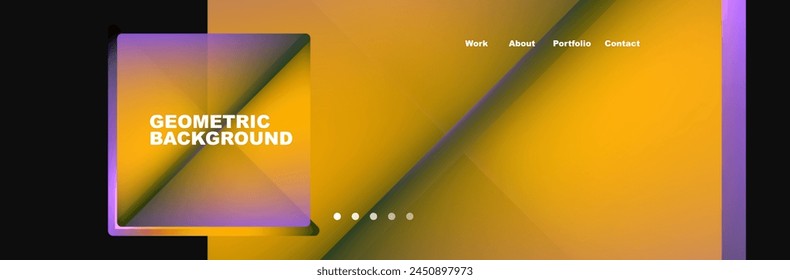 A vibrant geometric background in shades of yellow and purple, with a prominent square in the center. The electric blue font stands out against the backdrop
