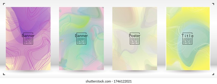 Vibrant Geometric Cover Design with Gradient and Abstract Lines, Figures for your Business.  Page Fluid Rainbow Poster Design, Gradient Effect for Event.