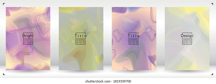 Vibrant Geometric Cover Design with Gradient and Abstract Lines, Figures for your Business.  Mockup Fluid Rainbow Poster Design, Gradient Effect for Dj Party.