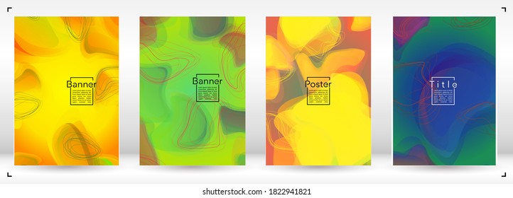 Vibrant Geometric Cover Design with Gradient and Abstract Lines, Figures for your Business.  Booklet Fluid Rainbow Poster Design, Gradient Effect for Event.
