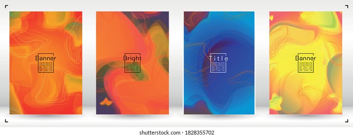Vibrant Geometric Cover Design with Gradient and Abstract Lines, Figures for your Business.  Coverage Fluid Rainbow Poster Design, Gradient Effect for Music Festival.
