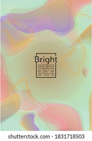 Vibrant Geometric Cover Design with Gradient and Abstract Lines, Figures for your Business.  Brochure Fluid Rainbow Poster Design, Gradient Effect for Presentation.