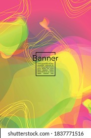 Vibrant Geometric Cover Design with Gradient and Abstract Lines, Figures for your Business.  Poster Fluid Rainbow Poster Design, Gradient Effect for Disco Party.