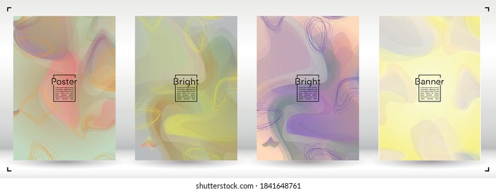 Diseño de portada geométrica vibrante con líneas de gradiente y abstracto, figuras para su negocio.  Diseño de afiches de arco iris con fluido de pancarta, efecto gradiente para la presentación.