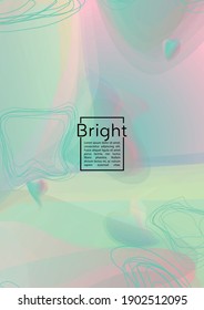 Vibrant Geometric Cover Design with Gradient and Abstract Lines, Figures for your Business.  Layout Fluid Rainbow Poster Design, Gradient Effect for Dj Party.
