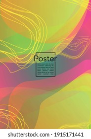 Vibrant Geometric Cover Design with Gradient and Abstract Lines, Figures for your Business.  Brochure Fluid Rainbow Poster Design, Gradient Effect for Event.