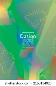 Vibrant Geometric Cover Design with Gradient and Abstract Lines, Figures for your Business.  Layout Fluid Rainbow Poster Design, Gradient Effect for Electronic Festival.