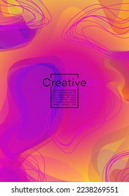 Lebhaftes Geometrisches Cover-Design mit farbigen und abstrakten Linien, Zahlen für Ihr Unternehmen.  Flyer Fluid Rainbow Poster Design, Farbeffekt für Disco Party.