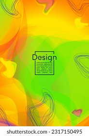 Vibrant Geometric Cover Design with Gradient and Abstract Lines, Figures for your Business.  Catalog Fluid Rainbow Poster Design, Gradient Effect for Dj Party.