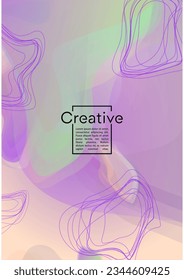 Vibrant Geometric Cover Design with Gradient and Abstract Lines, Figures for your Business.  Catalog Fluid Rainbow Poster Design, Gradient Effect for Presentation.