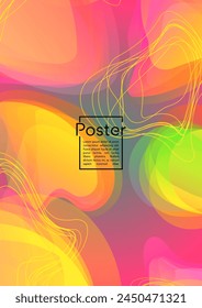 Vibrant Geometric Cover Design with Gradient and Abstract Lines, Figures for your Business.  Layout Fluid Rainbow Poster Design, Gradient Effect for Event.