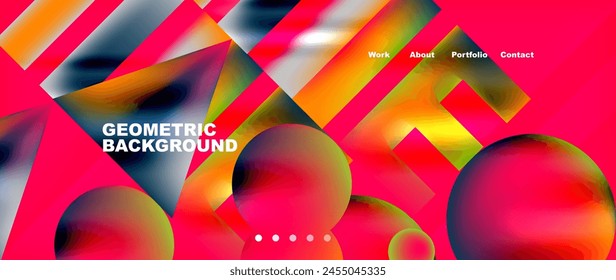 A vibrant geometric design featuring circles and squares in a symmetrical pattern on a magenta background, creating a colorful and artistic display of shapes and tints