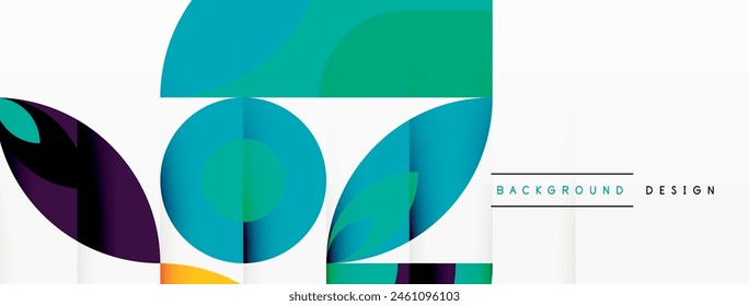 A vibrant geometric design featuring circles and leaves in electric blue hues, with symmetry and patterns resembling triangles and rectangles, creating a stunning art piece on a white background