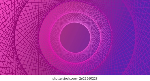 A vibrant, geometric design featuring a spiral pattern of lines over a gradient background, creating a modern and dynamic aesthetic.