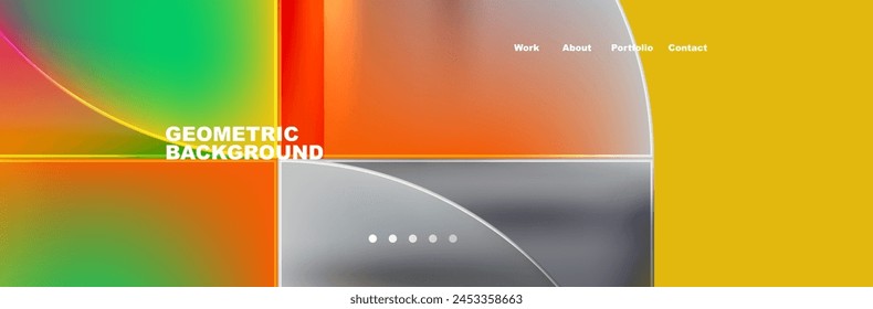 A vibrant geometric design featuring squares and circles in shades of amber, orange, and electric blue on a sunny yellow background. Perfect for branding or automotive lighting inspiration