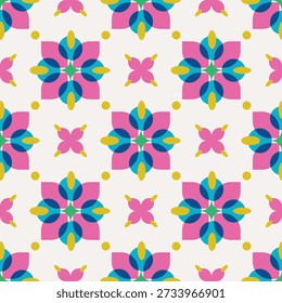 Patrón de mosaico floral geométrico vibrante