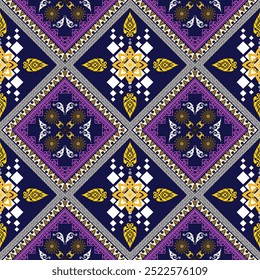 Vibrant geometric floral pattern with intricate designs