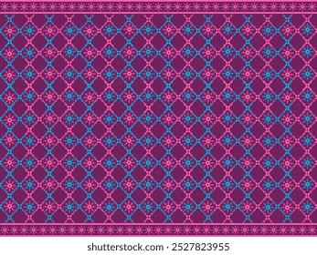 A vibrant geometric floral pattern with strong symmetry and color seamless pattern background. Design for textiles, wallpapers, wrapping , decor