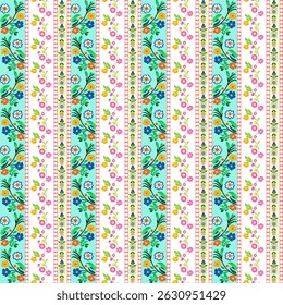 Vibrante patrón floral geométrico Esta Imagen muestra un patrón colorido y simétrico compuesto de Formas geométricas repetitivas.