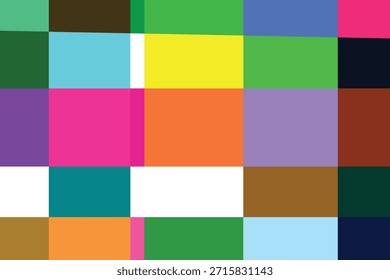 Rejilla geométrica vibrante de cuadrados coloridos superpuestos que crean un Vector de patrón abstracto