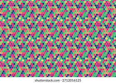 Vibrant Geometric Hexagon Dot Padrão sem emenda com cores doces retro em azul-petróleo, magenta, cal, marinha e amarelo para tecidos de moda, embalagem, produtos para crianças, papel de parede e design de superfície moderno