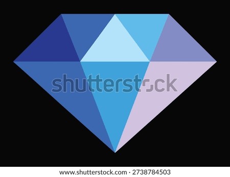 A vibrant, geometric illustration of a diamond with multiple facets in shades of blue and purple on a dark background, representing luxury and brilliance.