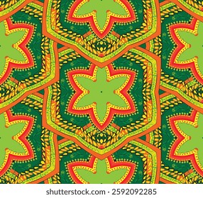 Vibrant geometric kaleidoscope pattern. Colorful, intricate, and ethnic-inspired design for eye-catching projects