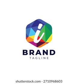 Logo geométrico vibrante con una “I” moderna que refleja creatividad e innovación.