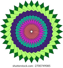 Vibrant geometric mandala with concentric rings of color
