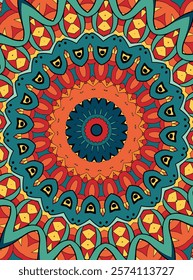 Vibrant Geometric Mandala Pattern for Meditation and Relaxation