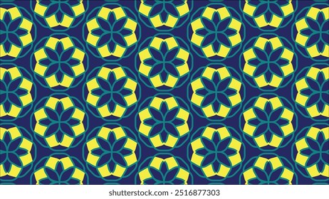 Vibrant Geometric Pattern, Blue and Yellow Wallpaper Design, Bold Home Decor, Stylish Textile Print, Modern Artistic Background, Interior Design