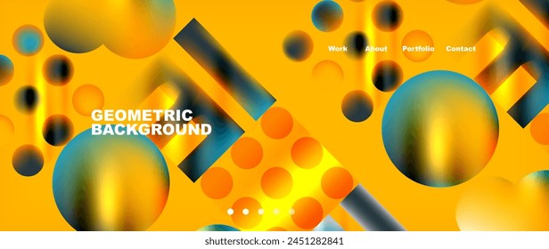 A vibrant geometric pattern of circles and lines in electric blue and orange hues on a sunny yellow background, creating a colorful and dynamic visual organism