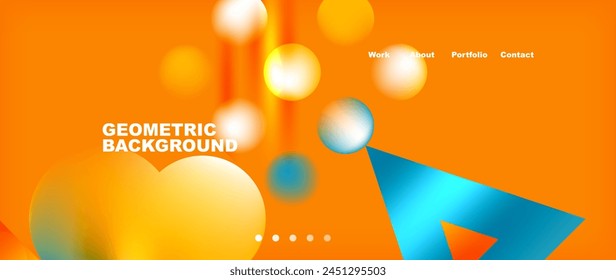 Vibrant geometric pattern with circles and triangles in shades of amber and orange on a colorful background, perfect for macro photography and graphic design projects