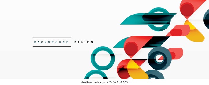 A vibrant geometric pattern of circles and triangles in electric blue and carmine on a white background. Perfect for logos, graphics, and symbols