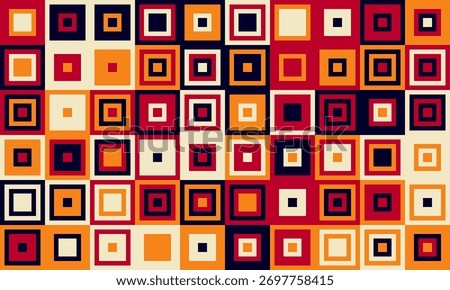 Vibrant geometric pattern of colorful squares.  Perfect for modern design projects, backgrounds, textiles, and website design.  This bold, retroinspired abstract image evokes energy and creativity.