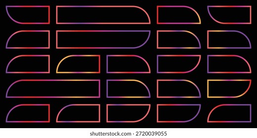 A vibrant geometric pattern with curved lines isolated on a transparent background