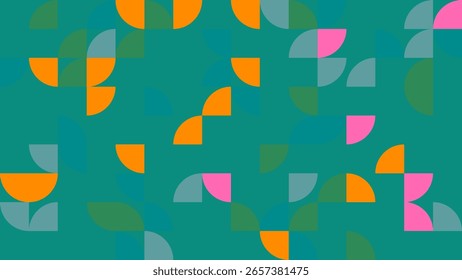 vibrant geometric pattern features colorful shapes on a solid background, perfect for modern design projects. It adds a playful touch to any space.