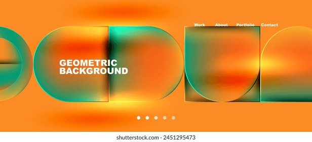 A vibrant geometric pattern featuring circles and squares in varying tints and shades on an ambercolored background resembling a liquid in drinkware