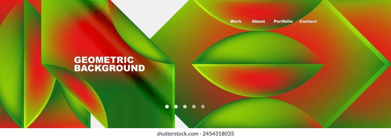 A vibrant geometric pattern featuring green and red circles on a white background, reminiscent of a terrestrial plant. The tints and shades create a colorful and artistic design