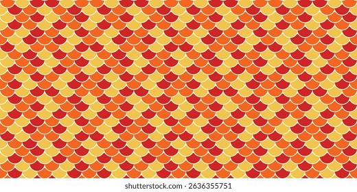 Vibrant geometric pattern featuring overlapping scales in warm autumnal hues.  Perfect for textile design, website backgrounds, or decorative projects.